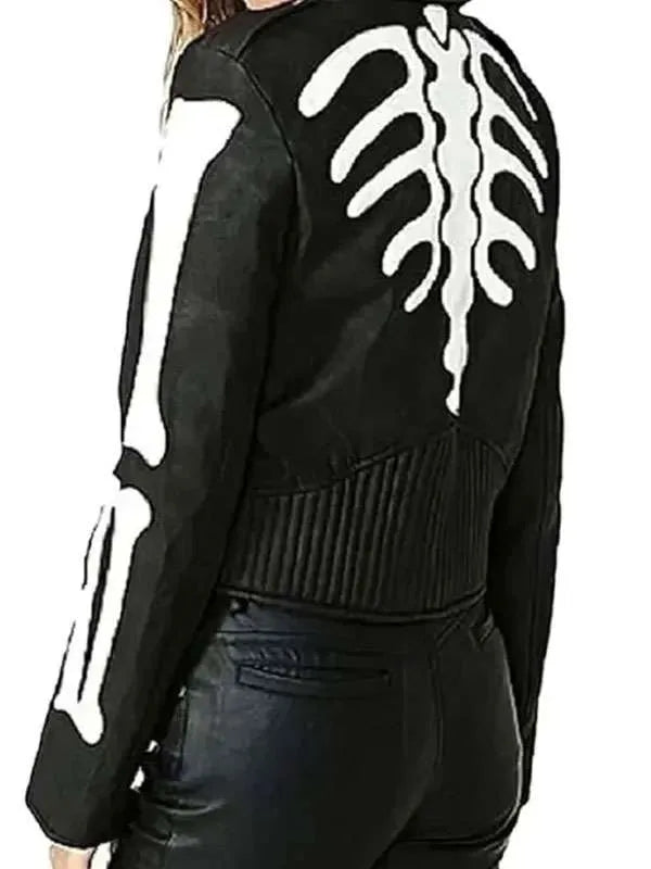 Black sweater with white skeleton design on the back