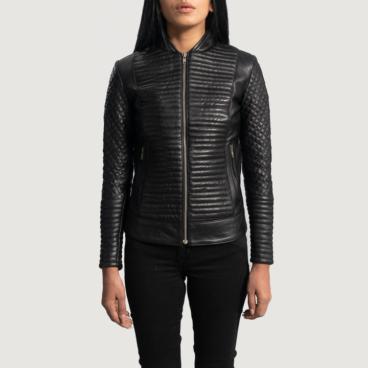 Women's stylish quilted leather jacket in United state market