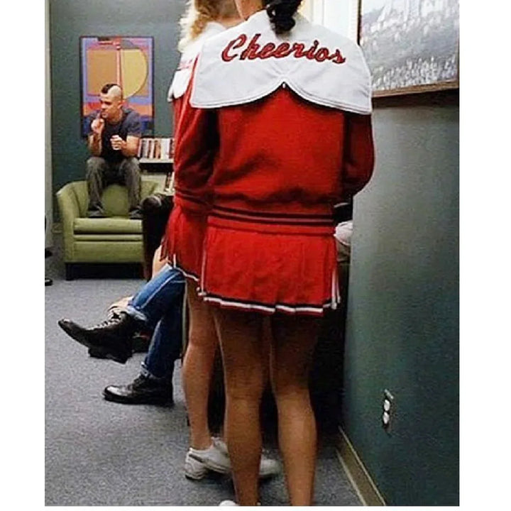 Back View Women Cheerleading Red Varsity Glee Cheerios Jacket