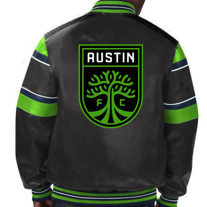 Premium MLS Austin FC leather jacket for soccer enthusiasts in American Style