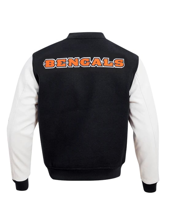 Cincinnati Bengals men's wool jacket with ribbed cuffs and collar
