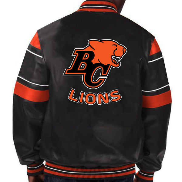 CFL BC Lions black varsity jacket for fans in USA