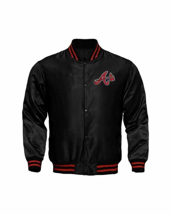 Black MLB Atlanta Braves Locker Room Satin Jackets in USA
