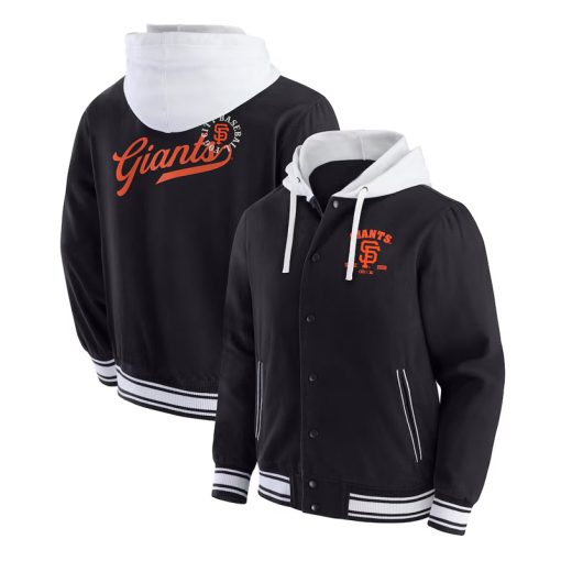 San Francisco Giants black cotton hooded jacket front view

