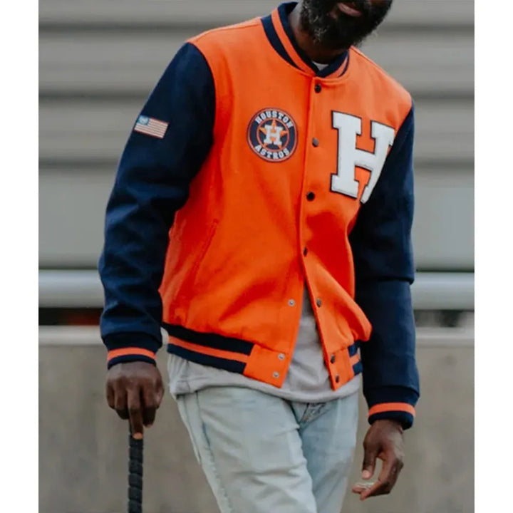 Front View MLB Houston Astros Wool Jacket Men and Women: