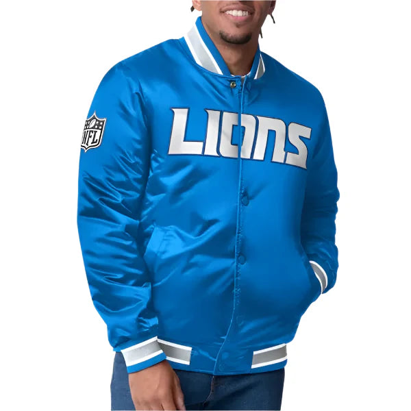 Detroit Lions Closer Blue Satin Jacket