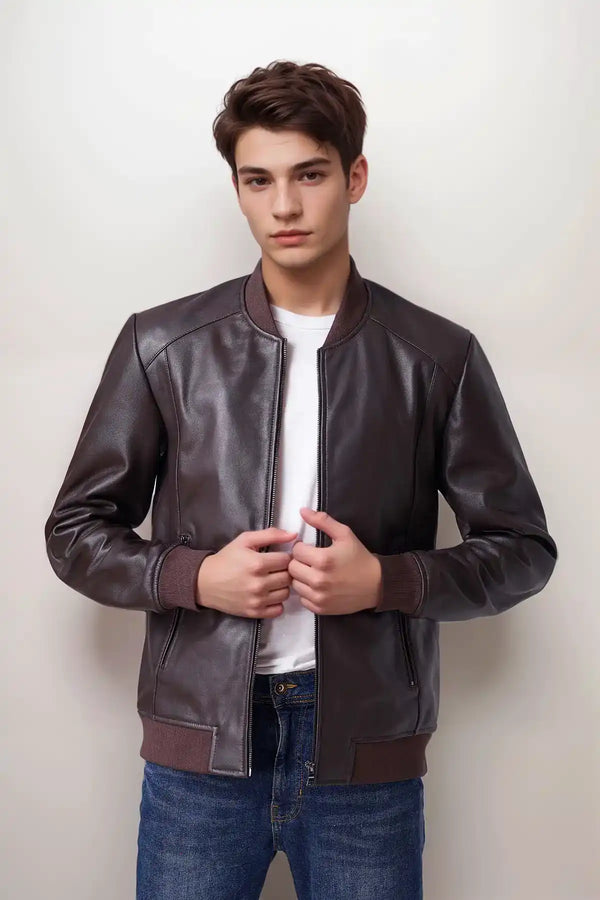 Men Classy Brown Bomber Jacket