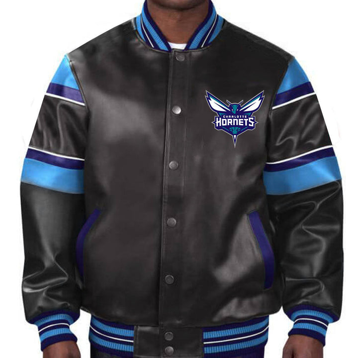 Stylish Charlotte Hornets leather jacket ideal for basketball enthusiasts in American Style