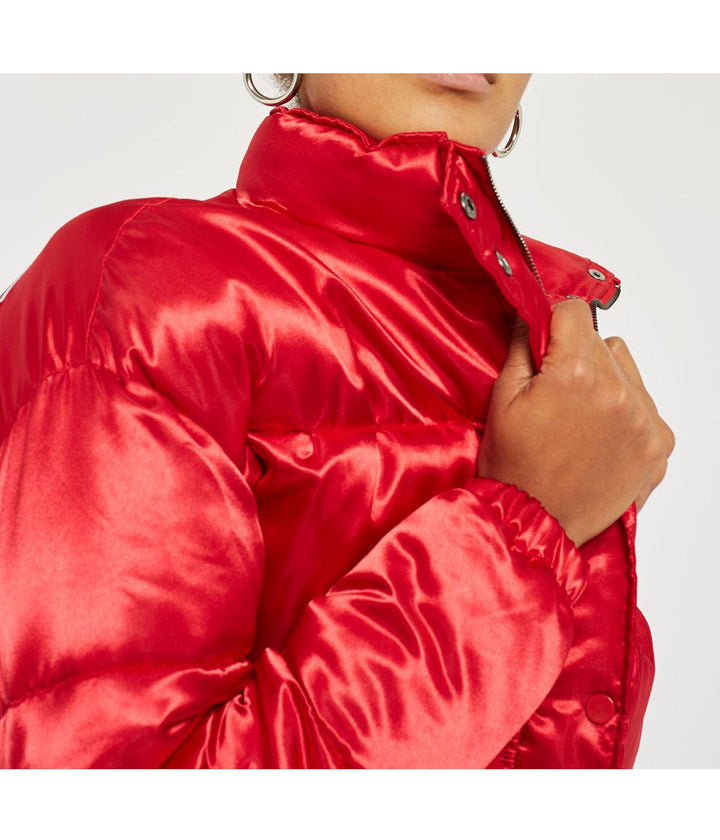 High School Puffer Chicago Bulls Red Jacket back view in France style