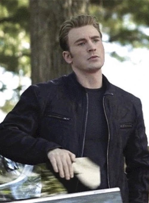 Chris Evans Motorcycle Style Captain America Leather Jacket in USA style