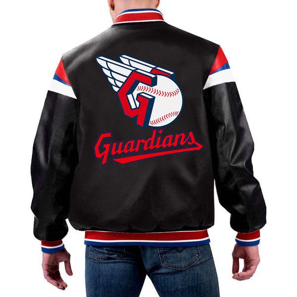 Cleveland Guardians baseball leather jacket, for chilly Progressive Field nights. in USA