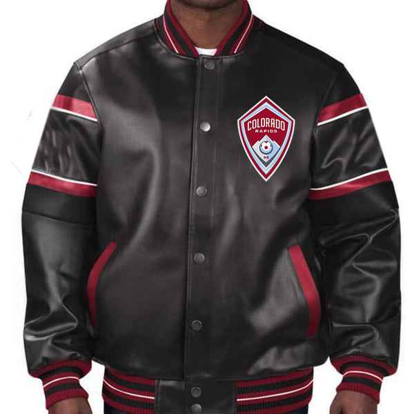 Stylish MLS Colorado Rapids leather jacket with team crest in USA