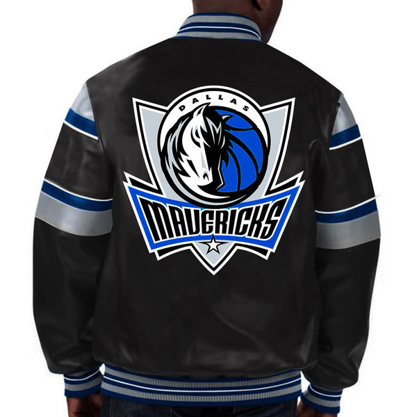 NBA Dallas Mavericks leather jacket for men and women with iconic team logo in USA