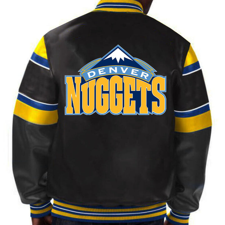 NBA Denver Nuggets leather jacket for men and women with team logo in USA