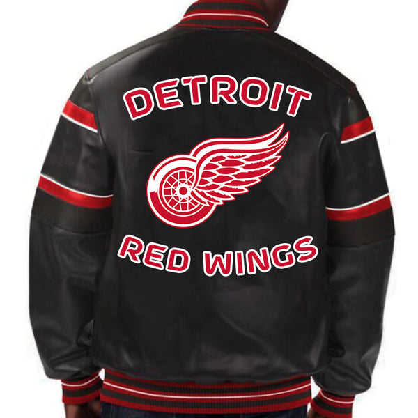 Official NHL Red Wings jacket - sleek black leather design in France style