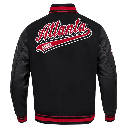 NBA Atlanta Hawks script tail men’s rib wool varsity jacket in USA