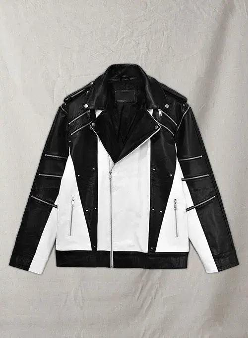 Michael Jackson B&W leather jacket for cosplay in American Style