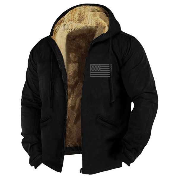 Men American Fleece Lined Hooded Jackets