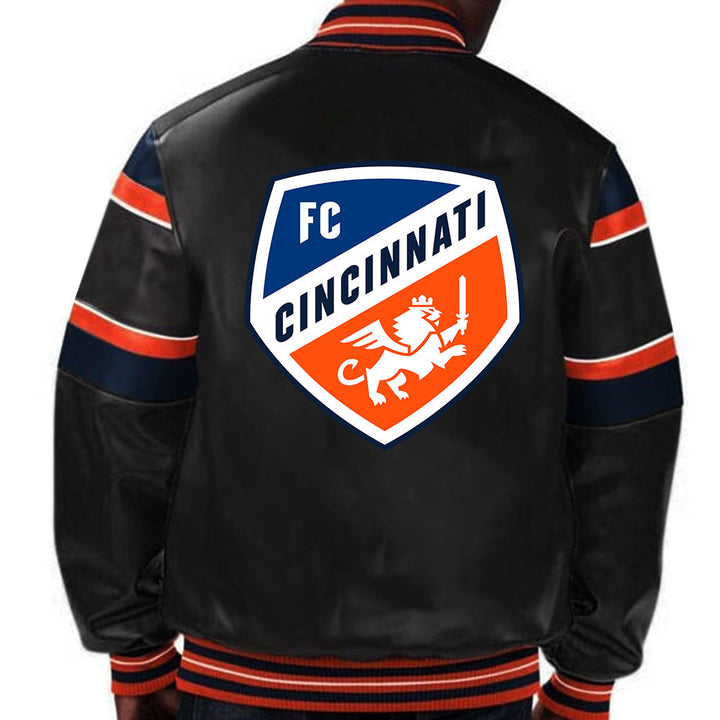 Premium quality FC Cincinnati leather jacket for sports enthusiasts in American Style