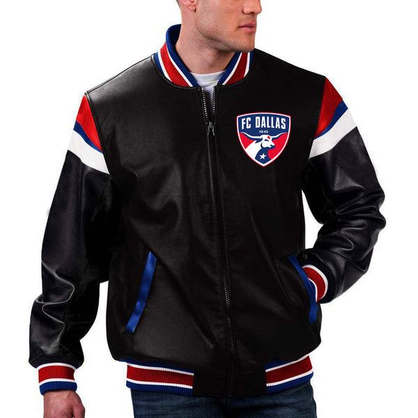  MLS FC Dallas leather jacket back view in France style