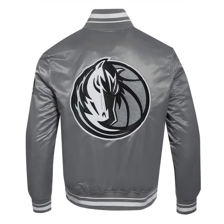 Mavericks Gray Satin Varsity Jacket

