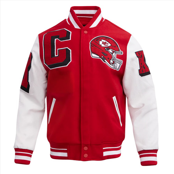 NFL Kansas City Chiefs mashup men’s wool varsity jacket for fans in USA