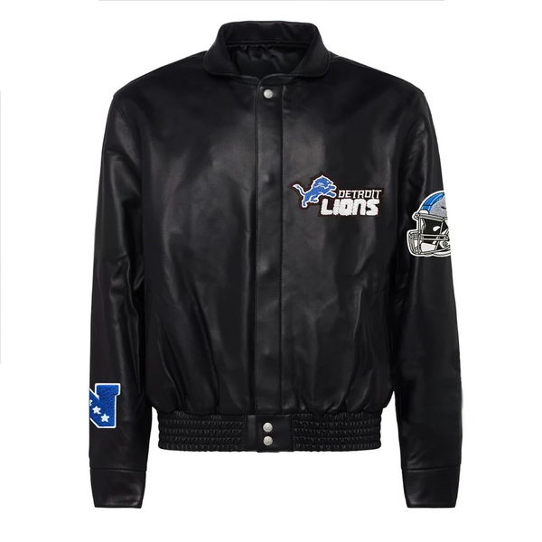DETROIT LIONS FULL BLACK LEATHER JACKET