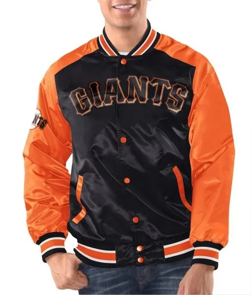 San Francisco Giants black and orange varsity satin jacket

