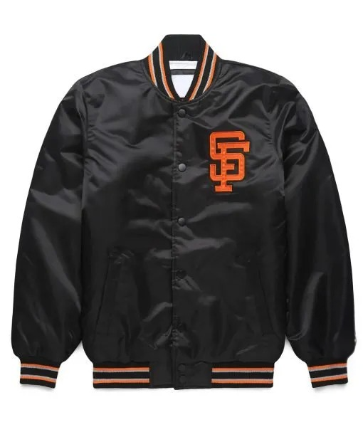 San Francisco Giants black satin jacket for men and women

