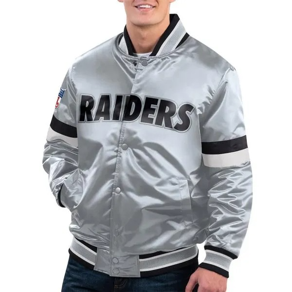 Silver Las Vegas Raiders satin jacket

