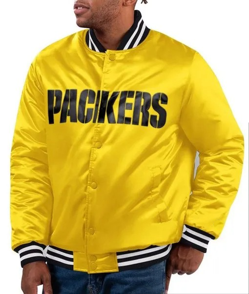 Green Bay Packers Bronx fashion gold jacket front view

