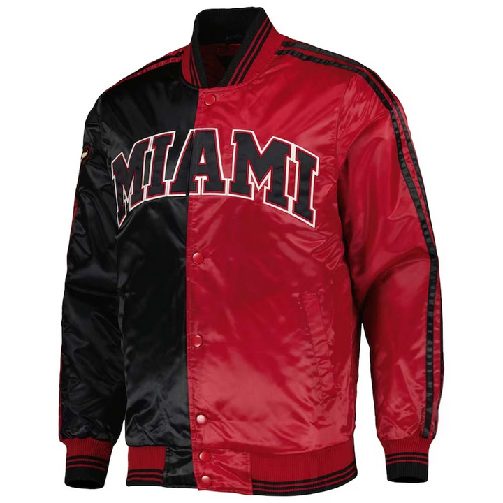 Stylish Miami Heat Starter jacket with bold black and red design in USA