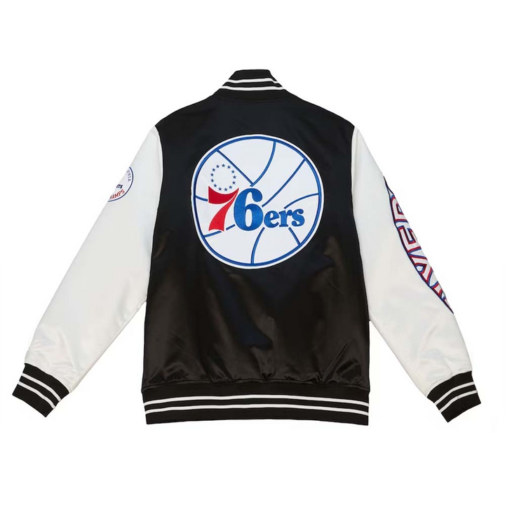 Mitchell & Ness Philadelphia 76ers Team Origins full-snap varsity jacket in American Market