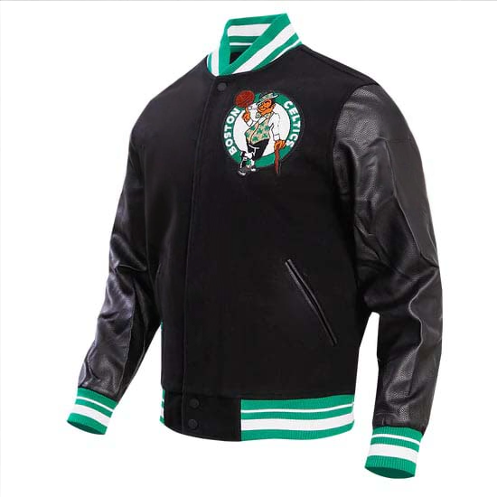 Boston Celtics classic wool varsity jacket for men, retro style in USA