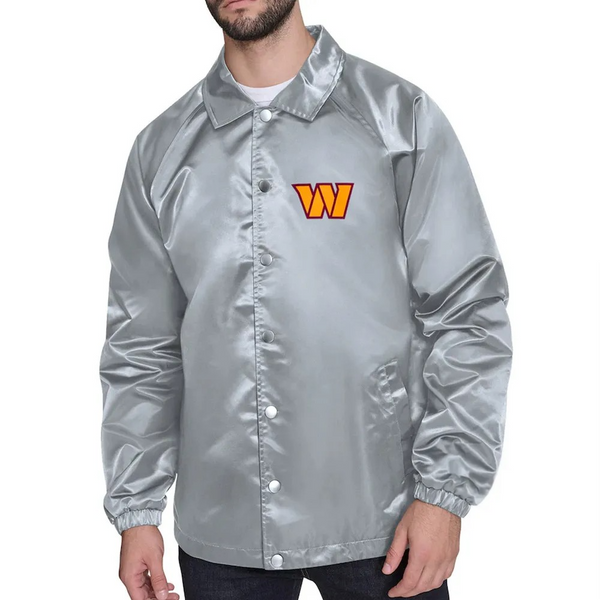 Washington Commanders gray coaches jacket front view

