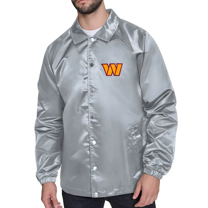 Washington Commanders gray coaches jacket front view

