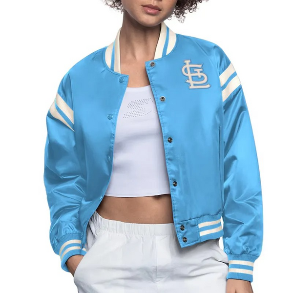 St. Louis Cardinals light blue satin varsity jacket

