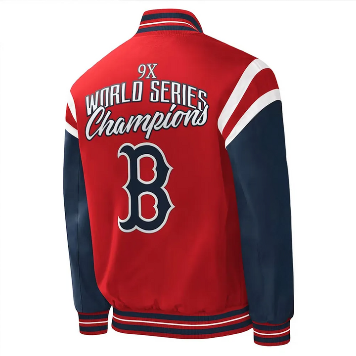 Back View Boston Red Sox Polyester Jacket: