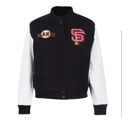 black wool and leather San Francisco Giants jacket

