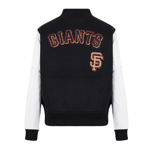 San Francisco Giants varsity jacket front view black

