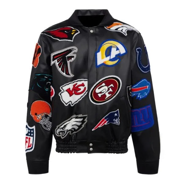 Buy NFL Black Logo Bank Leather Jacket