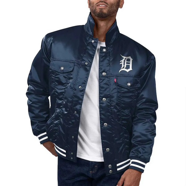 Buy MLB Detroit Tigers Navy Silver Tab Trucker Jacket
