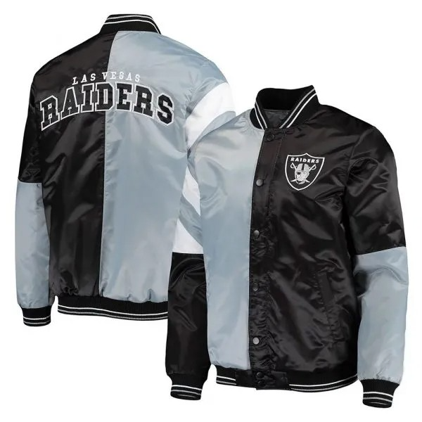 Leader Raiders black and silver satin jacket

