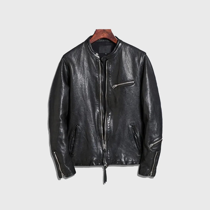 The Viper Men's Leather Jacket Front View in USA