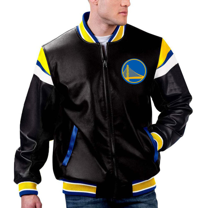 Golden State Warriors NBA Team Leather Jacket by TJS in France style