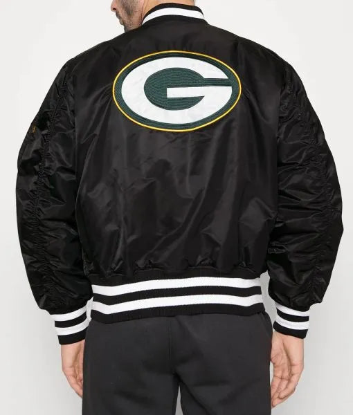 Unisex Packers bomber jacket with satin finish

