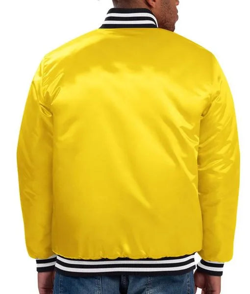 Satin gold Packers jacket with contrast PACKERS lettering

