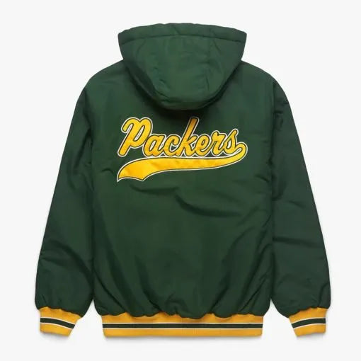 Unisex Packers green hooded parka with full zip

