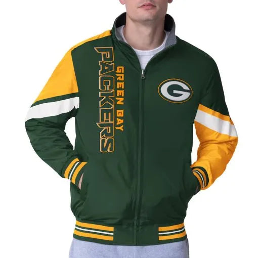 Green Bay Packers Strong Arm green full-zip satin jacket

