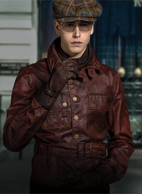Harris Dickinson The Kingsman Brown Leather Jacket